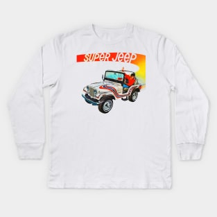 1973 Jeep CJ Vintage Ad Kids Long Sleeve T-Shirt